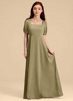 Azazie Briar Junior Klä av A-Line i Stretch Satin Rosett image3