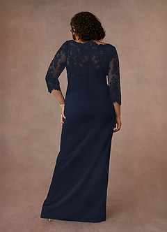 Azazie Bernadine vestidos de madre de la novia Vestido de Azul Marino Oscuro de Encaje de Recto image8