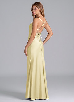 Azazie Seema Bridesmaid Dresses Lemon Sorbet Mermaid Corset Stretch Satin Dress image6