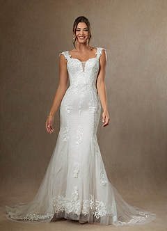 Azazie Roux Wedding Dresses Diamond White Mermaid Sequins Satin Dress image6
