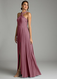 Azazie Afra Bridesmaid Dresses Vintage Mauve A-Line Pleated Chiffon Dress image4