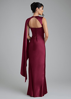 Azazie Taj Bridesmaid Dresses Burgundy Mermaid Corset Stretch Satin Dress image7