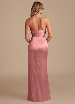Azazie Jemma Brautjungfernkleider Etui Plissee Metallischer Satin Kleid Rosettenrosa image7