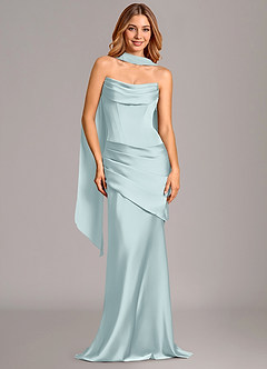 Azazie Pelagia Brudtärnklänningar Klä av Sjöjungfru i Stretch Satin Korsett Dimma Konvertibel image2