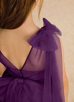 Azazie Dori Robe Demoiselle D'honneur Fillette Robe Trapèze en Tulle Rayé Grain De Raisin image8