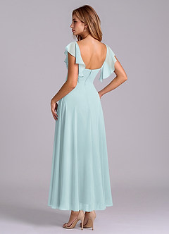 Azazie Leilani Brautjungfernkleider A-Linie Gestreift Chiffon Kleid Nebel image5