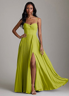 Azazie Akiko Bridesmaid Dresses Lemongrass A-Line Sweetheart Neckline Chiffon Dress image3