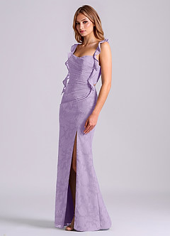 Azazie Jessamine Jurken voor bruidsmeisjes Jurk van Bloemen Burn-out met Zeemeermin Korset Lila image4