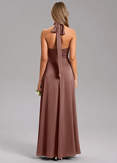 Azazie Tracie 신부 들러리 드레스 A라인 사이드 슬릿 스트레치 새틴 바닥 길이 드레스 image2