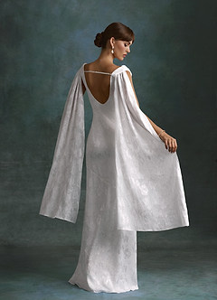 Azazie Georgina Wedding Dresses Diamond White Sheath Floral Burnout Dress image5