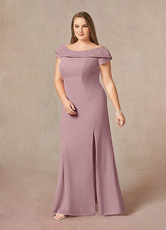 Azazie Cupid Mother of the Bride Dresses A-Line Boatneck Lace Chiffon Floor-Length Dress image8