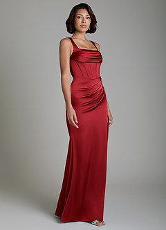 Azazie Amora Bridesmaid Dresses Scarlet Mermaid Corset Stretch Satin Dress image5