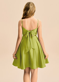 Azazie Miko Junior Lemongrass A-Line Pleated Stretch Satin Dress image2