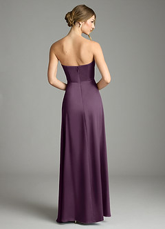 Azazie Wren Bridesmaid Dresses Plum A-Line Strapless Stretch Satin Convertible Dress image7