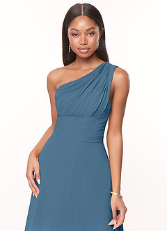 Azazie Ashley Bridesmaid Dresses Bermuda A-Line Ruched Chiffon Dress image5
