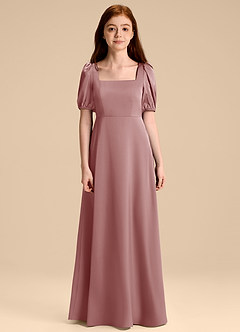 Azazie Briar Junior Robe Trapèze en Satin extensible Arc Rose Poussiéreuse image7