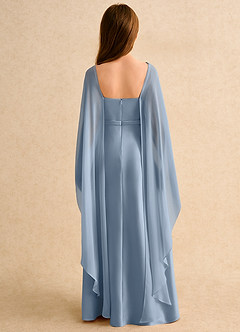 Azazie Fishie Junior Formal Flower Girl Dresses Dusty Blue A-Line Matte Satin Dress image2