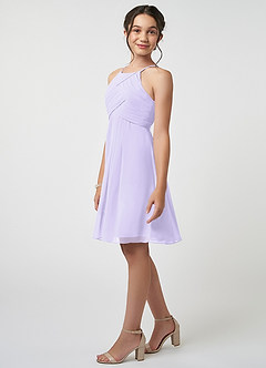 Azazie Ginny Junior Lilac A-Line Pleated Chiffon Dress image3