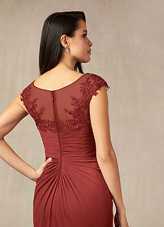 Azazie Oliniana Mother of the Bride Dresses Rust Mermaid Lace Mesh Dress image4
