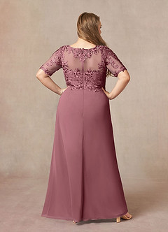 Azazie Amedeus Mother of the Bride Dresses Desert Rose A-Line V-Neck Lace Chiffon Dress image2