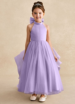 Azazie Bev Blumenmädchenkleider A-Linie Cabrio Tüll Kleid Flieder image3