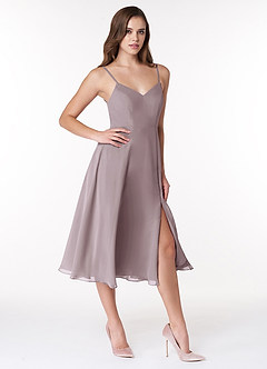 Azazie Clarissa Bridesmaid Dresses Dusk A-Line V-Neck Chiffon Dress image3