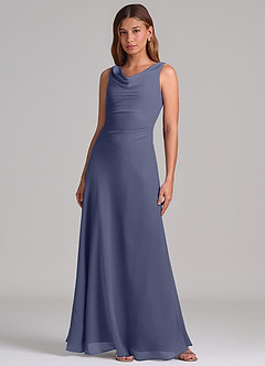 Azazie Nerine Brudtärnklänningar Klä av A-Linje i Chiffong Plisserad Stormig image3