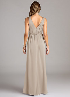 Azazie Tanicia Brautjungfernkleider A-Linie Plissee Stretch-Satin Kleid Frost image2