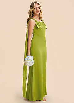 Azazie Chelsea Junior Lemongrass Sheath Pleated Stretch Satin Dress image1