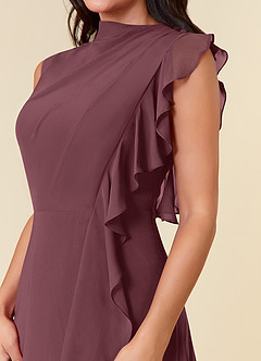 Azazie Narine Mother of the Bride Dresses Sangria A-Line High Neckline Pleated Chiffon Dress image6