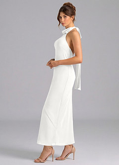 Azazie Velli Bridesmaid Dresses White Mermaid High Neck Chiffon Dress image4