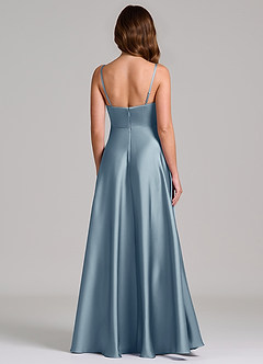 Azazie Amani Brudtärnklänningar Klä av A-Linje i Stretch Satin Plisserad Dammblå image5