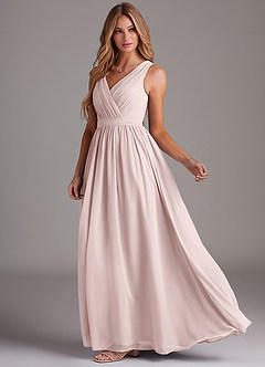Azazie Kingsley Brautjungfernkleider A-Linie Spitze Chiffon Kleid Zartrosa image4