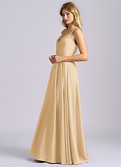 Azazie Truce Bridesmaid Dresses Gold A-Line Stretch Satin Dress image5