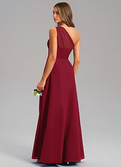Azazie Phaedra Jurken voor bruidsmeisjes Jurk van Chiffon met A-Lijn One-Shoulder Bourgondië image15