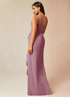 Azazie Camellia Bridesmaid Dresses Vintage Mauve Sheath Lace Chiffon Dress image2