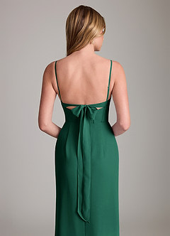 Azazie Mai Bridesmaid Dresses Emerald Sheath Pleated Chiffon Dress image6