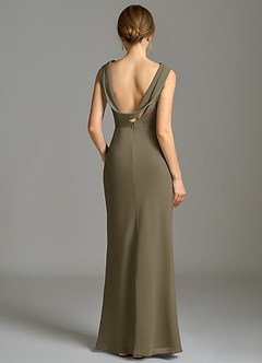 Azazie Kieryn Vestidos de damas de honor Vestido de Verde Sauce de Gasa de Corte Sirena con Plisado image2