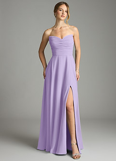 Azazie Ayla Abiti da Damigella Abito A-Line in Chiffon Scollo a Cuore Lilla image5