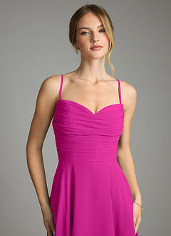 Azazie Ayla Abiti da Damigella Abito A-Line in Chiffon Scollo a Cuore Fucsia image4