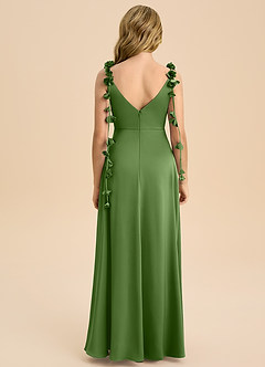 Azazie Gumdrop Junior Basil Empire Pleated Stretch Satin Dress image7
