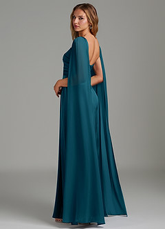 Azazie Niveah Bridesmaid Dresses Ink Blue A-Line Strapless Stretch Satin Convertible Dress image6