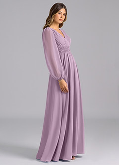 Azazie Palerma Bridesmaid Dresses Wisteria A-Line Long Sleeve Chiffon Dress image3