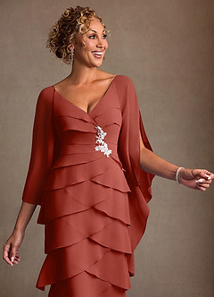 Azazie Arabinda 신부의 어머니 드레스 쉬스 셔링 쉬폰 플로어 길이 드레스 image5