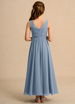 Azazie Ducky Girl Blumenmädchenkleider A-Linie Plissee Chiffon Kleid Staubblau image2