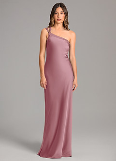 Azazie Monroe Bridesmaid Dresses Vintage Mauve Mermaid One Shoulder Stretch Satin Dress image4