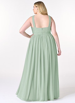 Azazie Elvira Bridesmaid Dresses Agave A-Line Pleated Chiffon Dress image8
