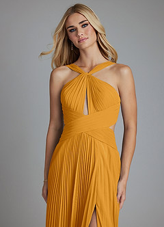 Azazie Hosanna Brautjungfernkleider A-Linie Plissee Chiffon Kleid Butterscotch image4
