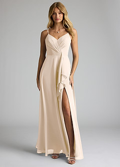 Azazie Akita Bridesmaid Dresses White Alabaster A-Line Chiffon Dress image1