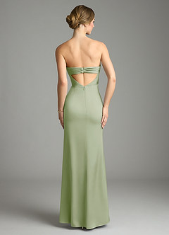 Azazie Leonis Bridesmaid Dresses Dusty Sage Mermaid Pleated Stretch Satin Convertible Dress image2